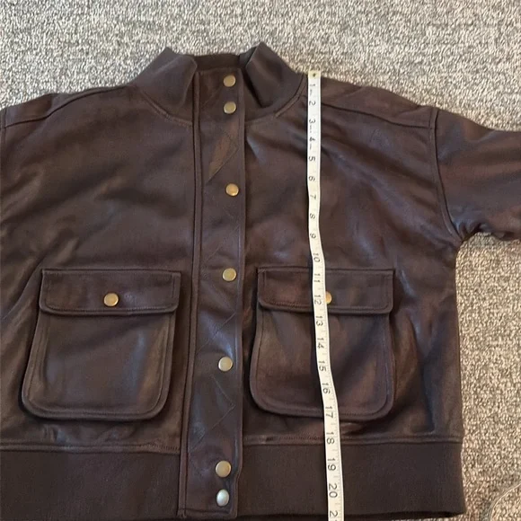 Evereve Dark Brown Bomber Jacket NWOT - Picture 14 of 16